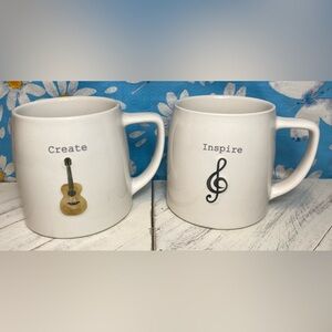 Dolly Parton Inspire & Create Music Note Guitar Ceramic Coffee Mug Set of 2 NEW